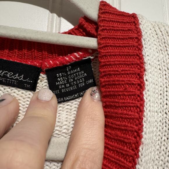 Vintage Teddy Bear Christmas Sweater Cardigan Stars Stockings Size Small Petite - Picture 7 of 8